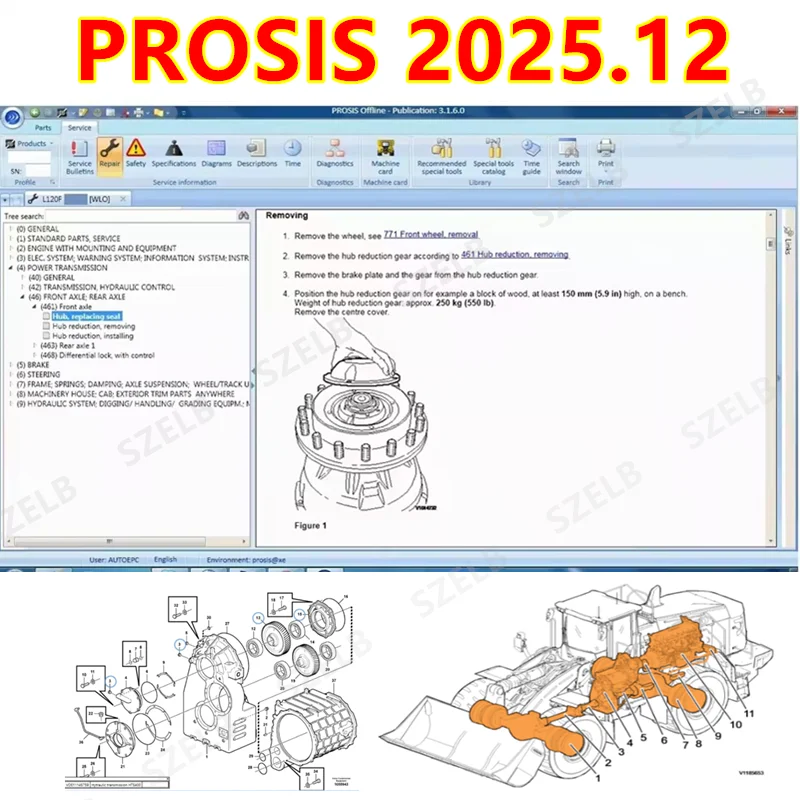 

PROSIS 2025.12 автономный (сервис, детали, рецепты шлангов, диагностика, схемы проводов... и т. д.) каталог деталей и информация о обслуживании