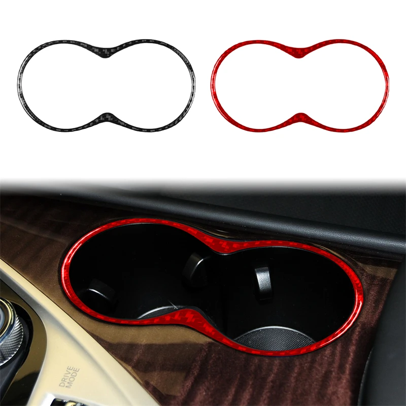 

For Infiniti Q50 2014-2020 Real Soft Carbon Fiber Car Water Cup Holder Frame Cover Trim Sticker Interior Decorative Accessories