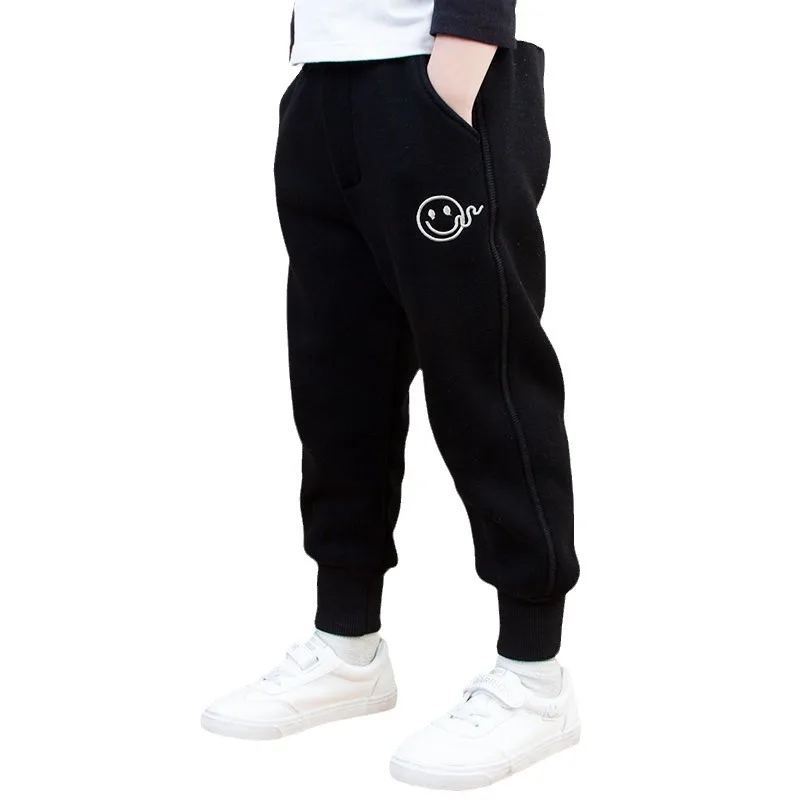 Boys and Girls Pants, Children\'s Sports Pants, New Style Fleece Thermal Sweatpants, Trendy Outer Wear 4T-14T Kids Clothes