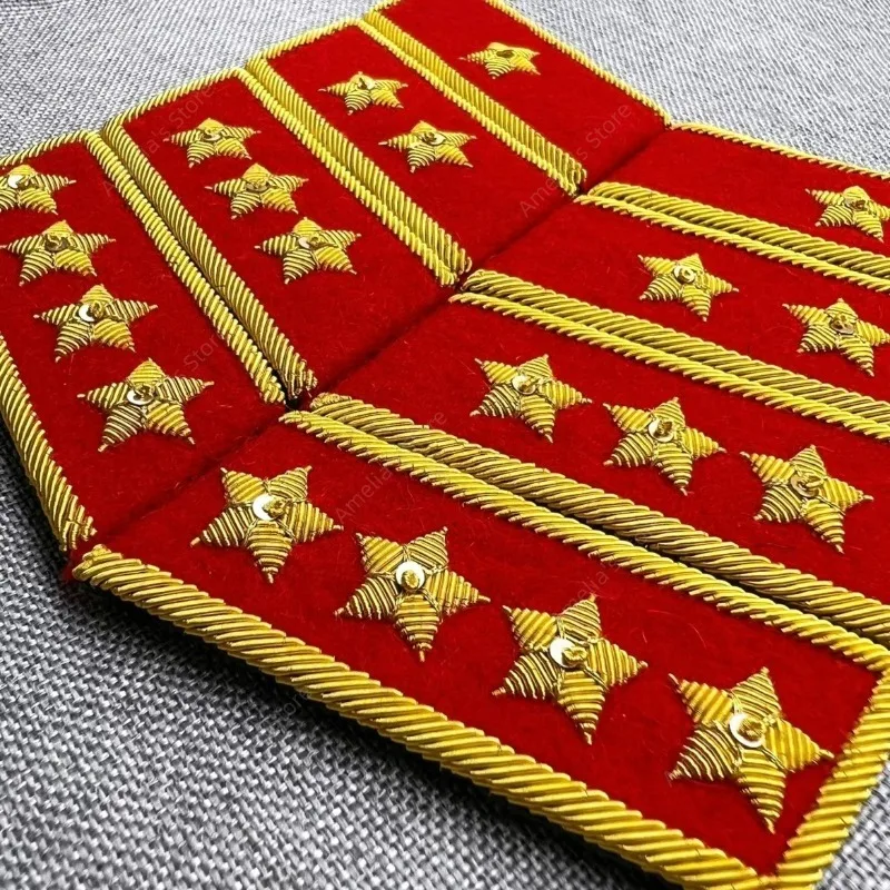 Chinesische Volksbefrei, bewaffnet, Typ 55, Militärabzeichen, handbestickte Kragen-Aufnäher, Goldstern, DIY-Kostümzubehör, PLA