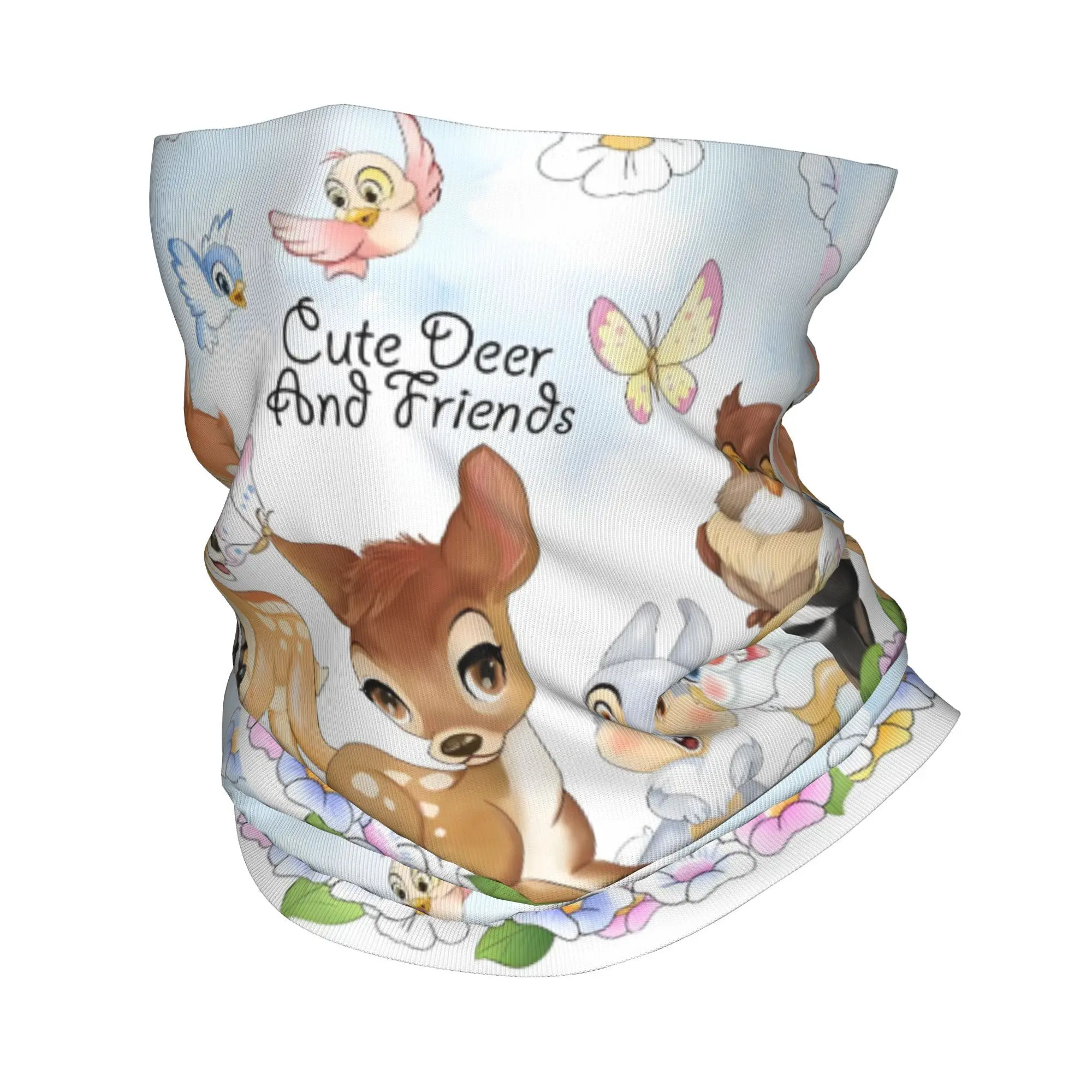 مخصص بامبي باندانا الشتاء الرقبة أدفأ المرأة يندبروف التفاف الوجه وشاح للمشي لمسافات طويلة الطباعة الكلاسيكية الحيوان الجراب عقال