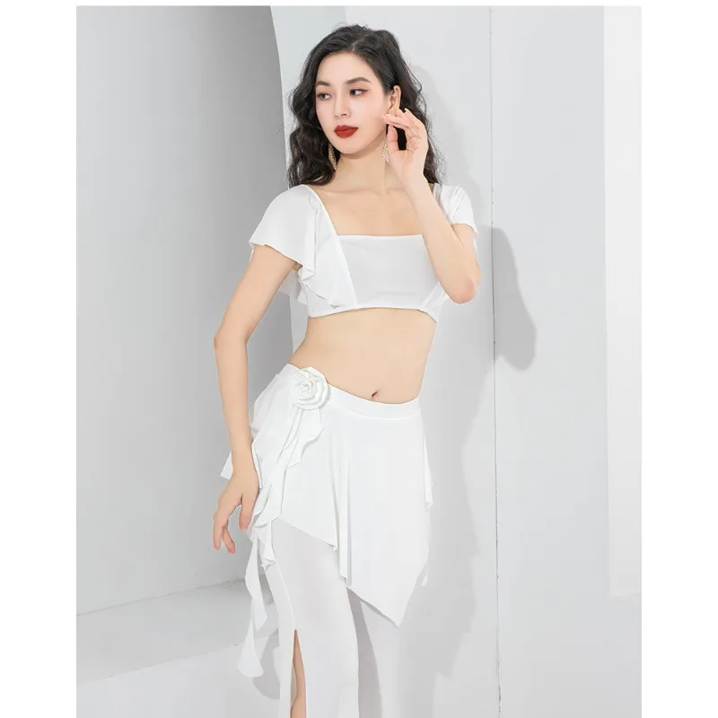 Customized Belly Dance Costume Gentle Style Flower Elements Split Wide Leg Pants Practice Clothing Class Uniform Women Clothing