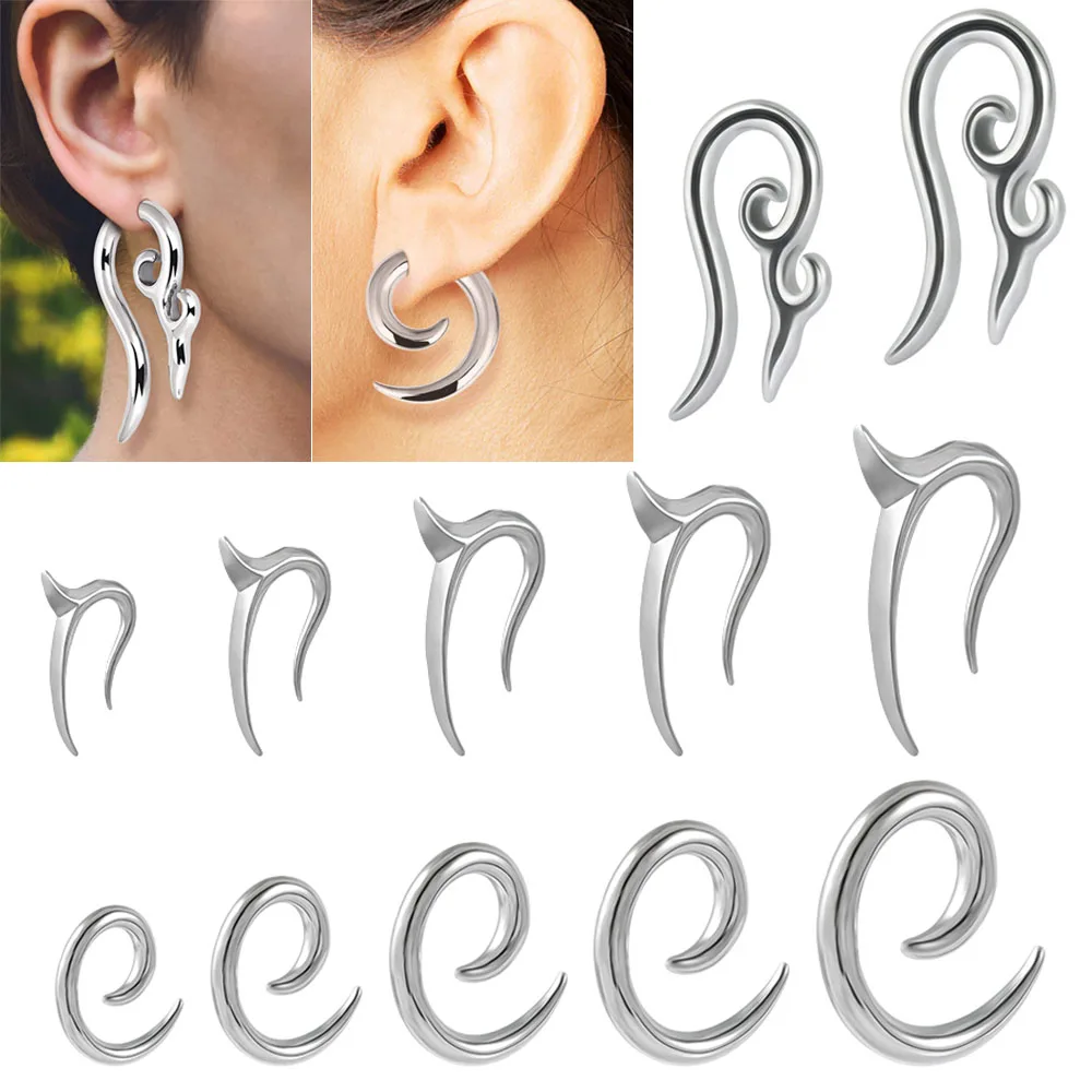 PAIR Surgical Steel Heavy Ear Weights Different Gauge Spiral Hoop Earring Piercing Ear Taper Piercing Body Jewelry