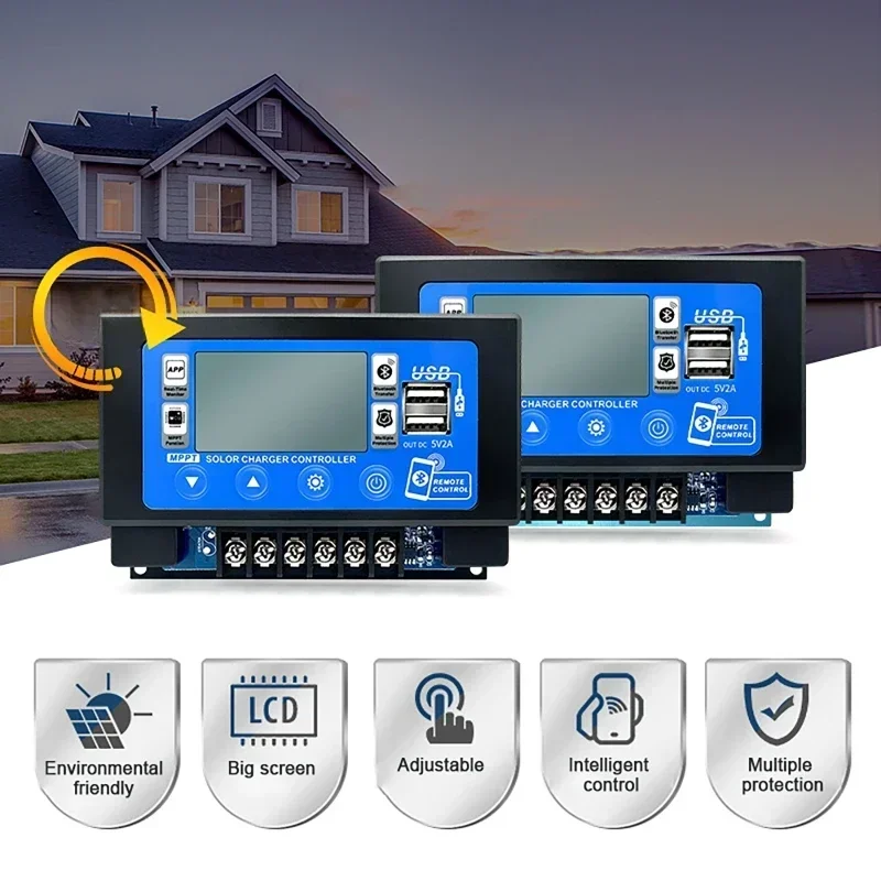 12V/24V 30A60A LCD pantalla Digital grande Bluetooth Wifi controlador de carga Solar incorporado Snap-on almacenamiento de energía controlador MPPT