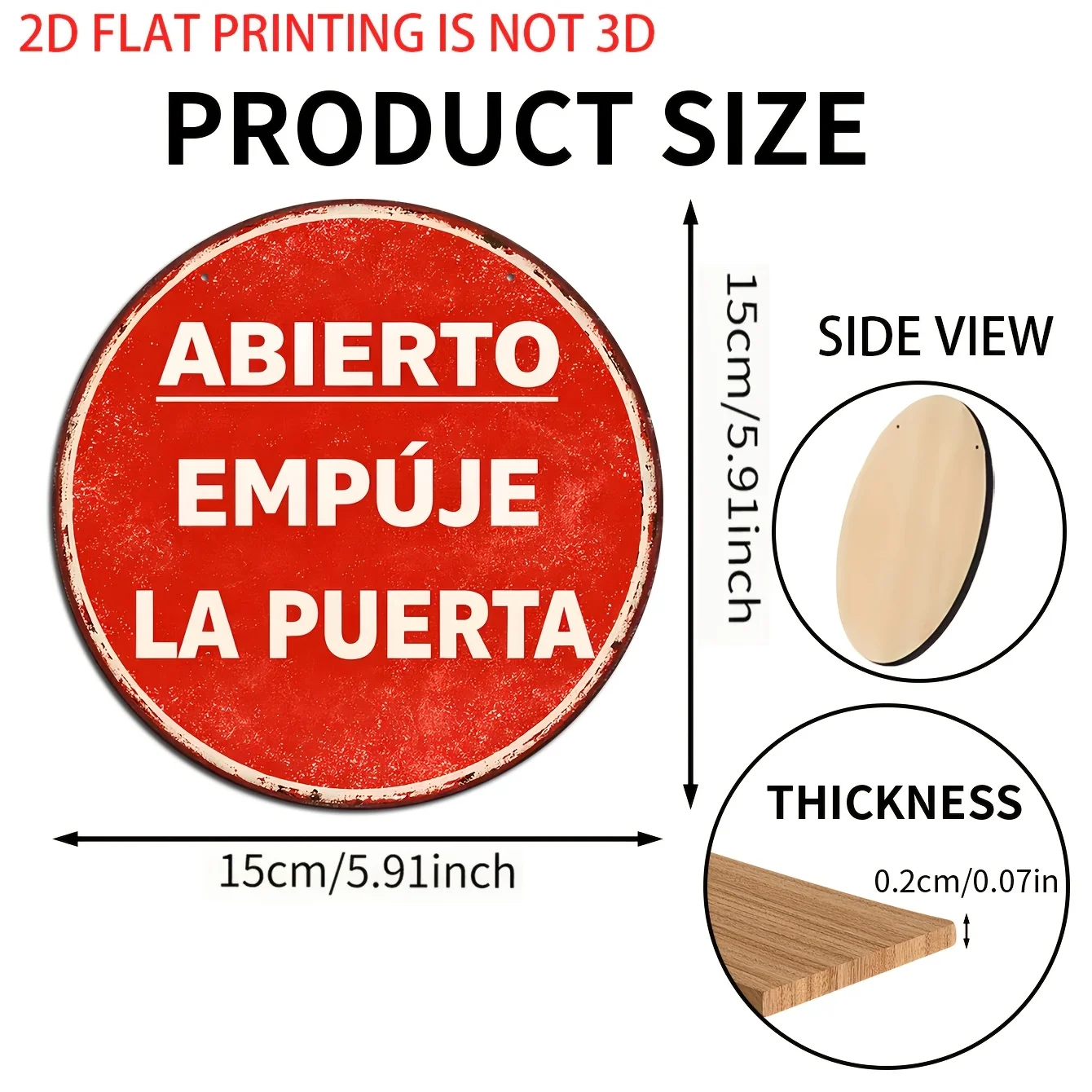 2D Flat - Decorative Sign And Plague - 1pc Round Wooden Retro Sign with 