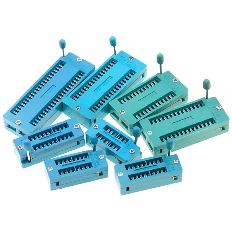 1pcs/lot 14 16 18 20 24 28 32 40 P Pin 2.54 MM Green DIP Universal ZIF IC Socket Test Solder Type IC lock seat zif socket