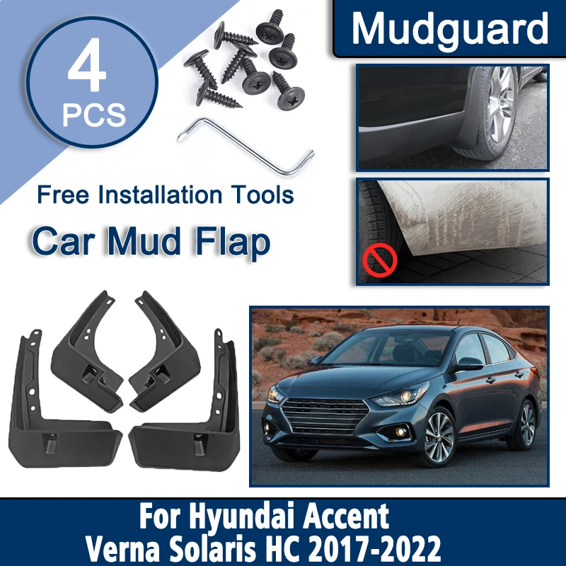 For Hyundai Accent 2022 Accessories Verna Solar HC YC 2018-2021 Car Mudflaps Mud Flaps Front Rear Mudguard Splash Guards Tools