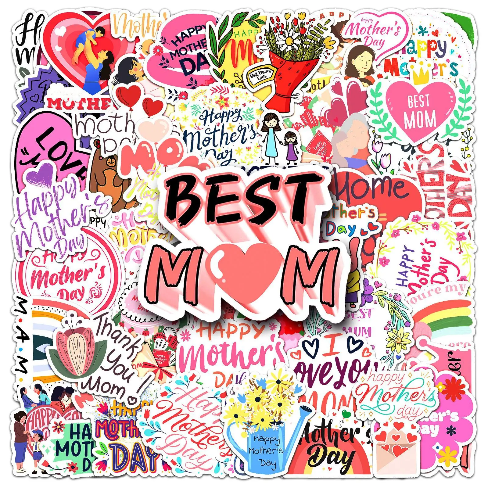 

50Pcs Mother's Day graffiti DIY cartoon Decoratio phone Luggage Laptop Guitar Bike Skateboard fridge helmet Kid waterpro sticker
