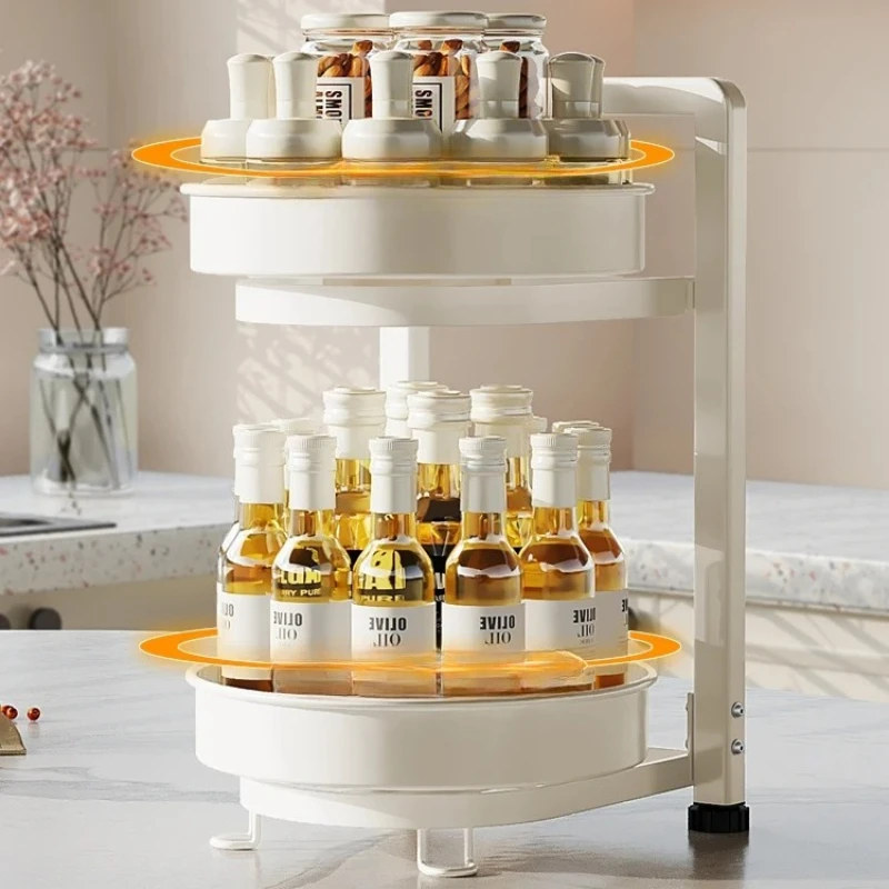 ‌Lazy Susan Spice Rack360°Rotating Turntable for Kitchen Large Capacity Condiment Holder with Non-Slip Base Space Saving Storage