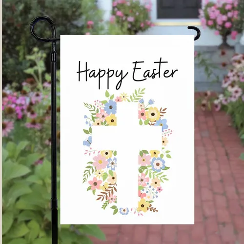 Easter Religious Garden Flag Outdoor Decor Spring Yard Sign House Banner UUI GGX
