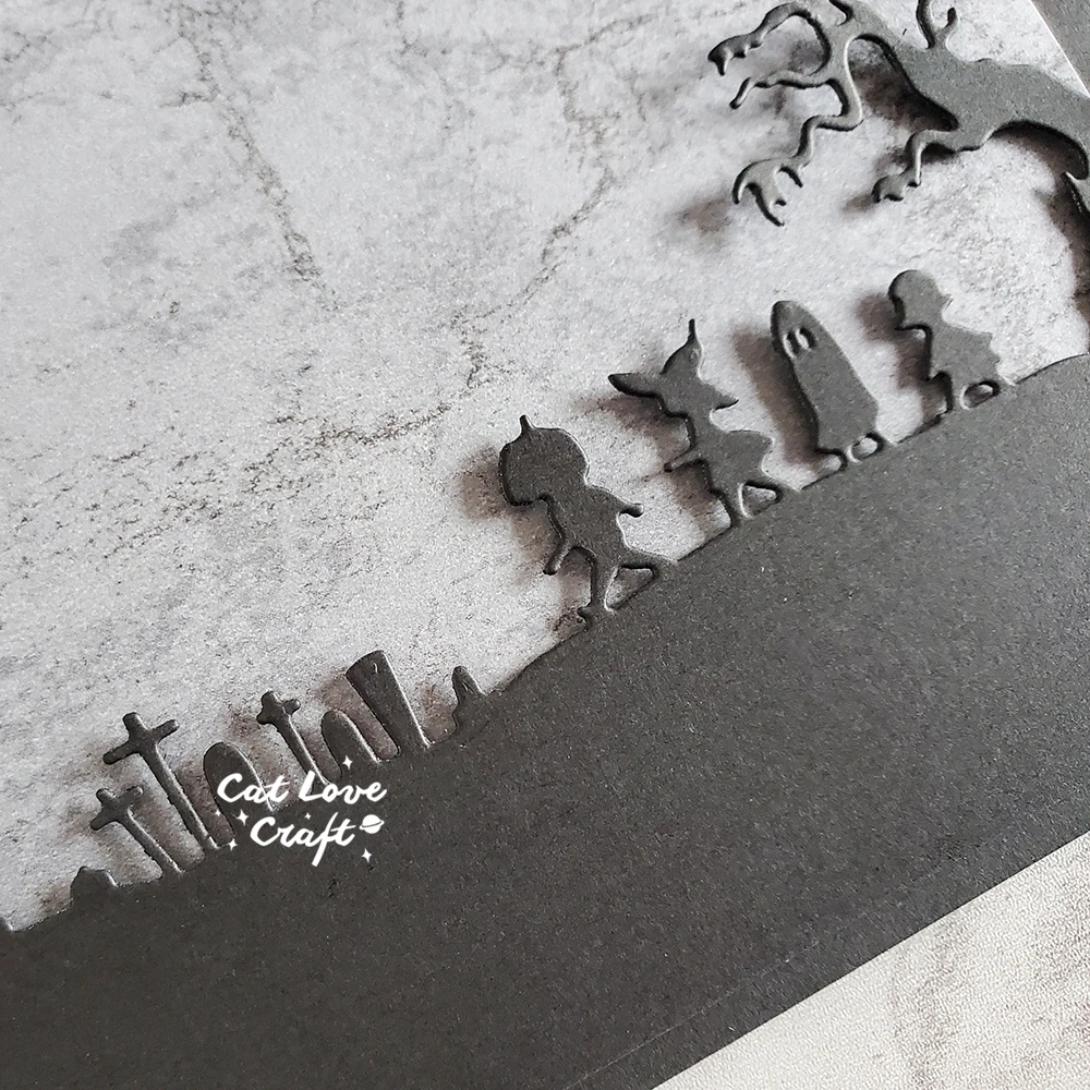 Catlove Halloween Border Metal Cutting Dies Scrapbooking Mold Knife Stencil Die Cuts Card Making DIY Craft Embossing New Dies view 4