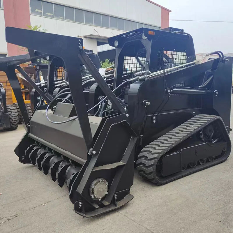 Trencher Mulcher Can Add Big Cabin Rubber Track Skid Steer Loader Load Weight 1050Kg 73Hp Front Loader Forest Mulcher