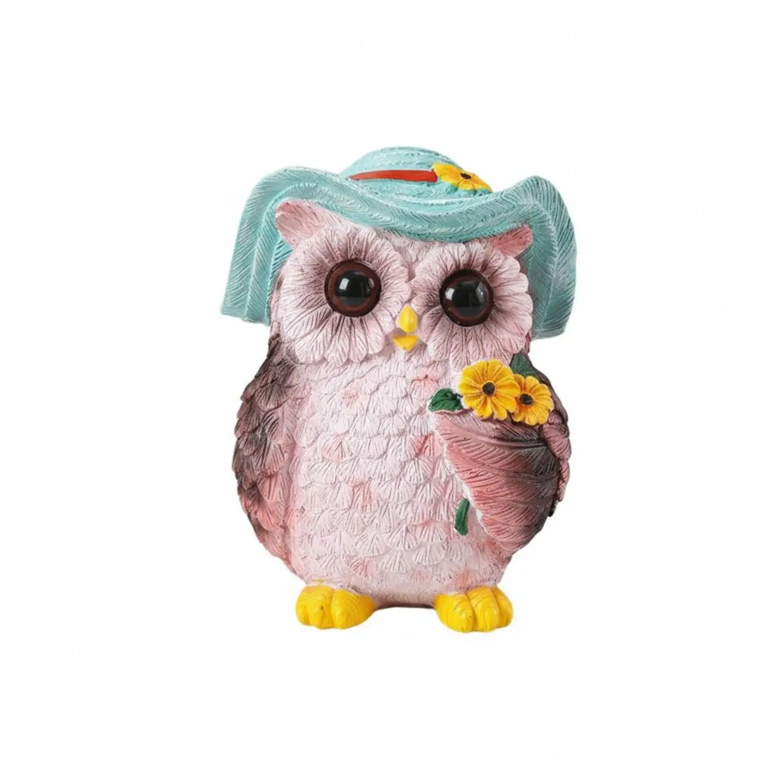 Resin Owl Figurine Handpainted Decorative Owl Statue Garden Decoration Prop for Home Balcony Desk Display