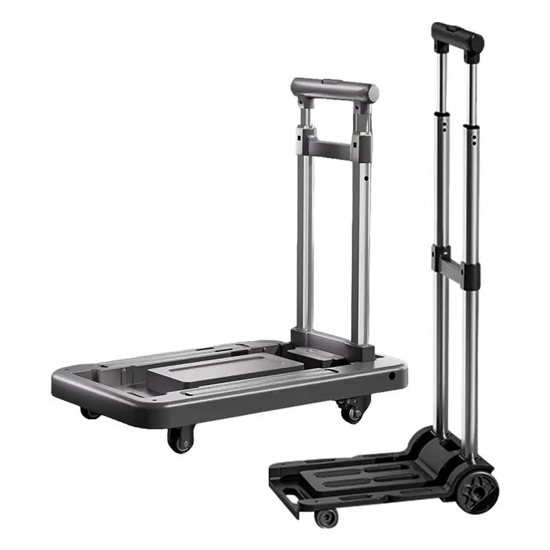 

Folding Hand Truck Compact Trolley Hand Truck 4 Wheels Moving Cart With Adjustable Handle Heavy-Duty Luggage Utility Cart For