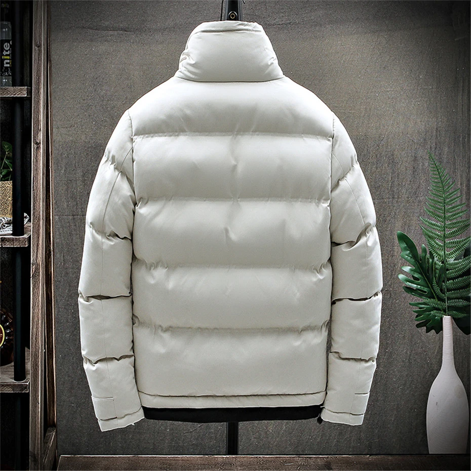 Padded Jacket Men Parkas Winter Thick Jacket Coat Fashion Casual Solid Color Parkas Male Stand Collar Jackets Outerwear