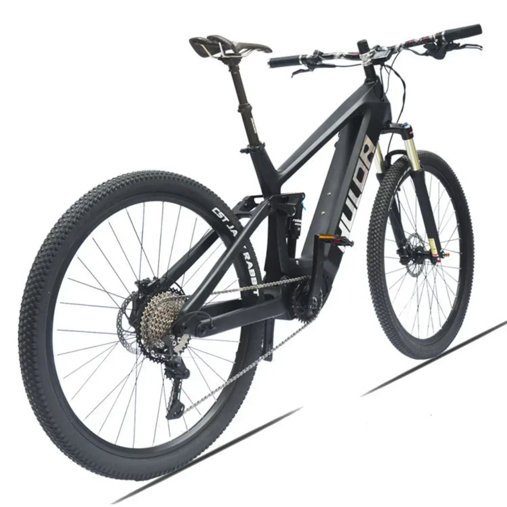 New 27.5/29 inch Full Suspension Carbon Soft Tail Electric Mountain Bike 48V/500W/11.6Ah Center Motor 11 Speed Torque 30-50Nm