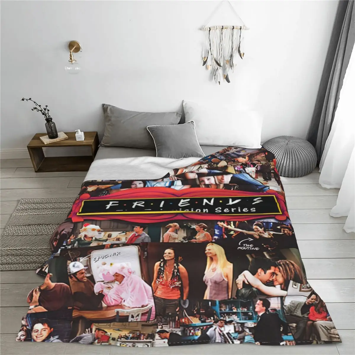 Friends TV Collag Fleece Throw Blankets Central Perk Blankets for Bed Office Soft Bedding Throws