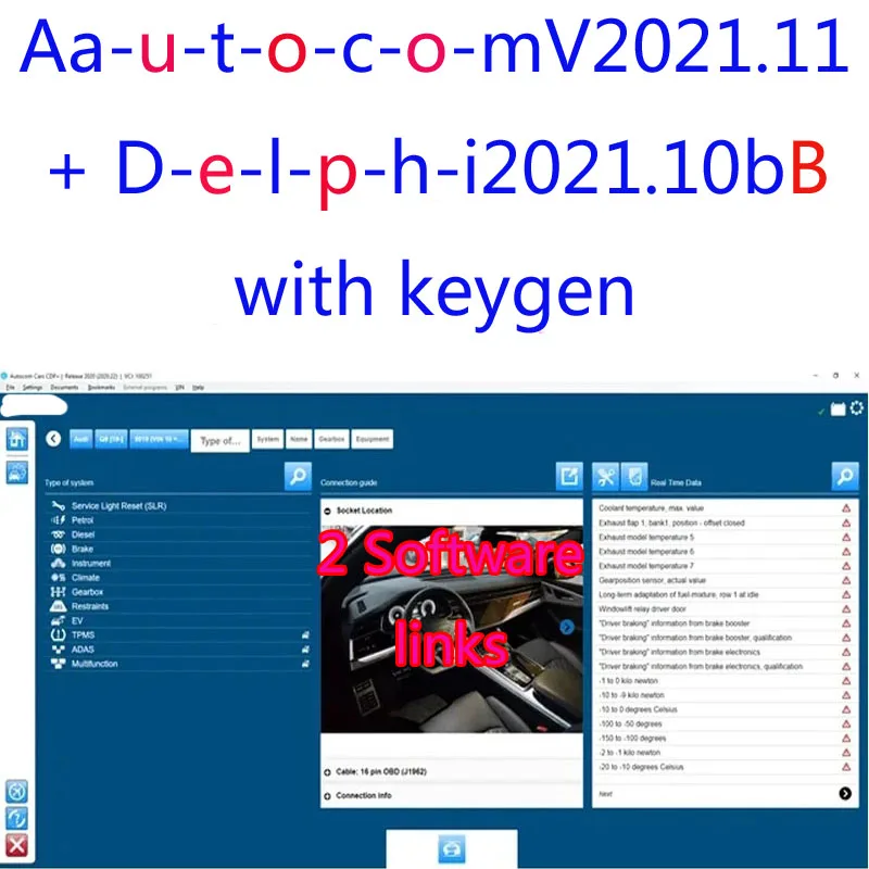 

2024 Latest Delphis 2021.10b with keygen Software DS 150 AautocomSS 2021.11 Codings OBD2 Diagnostic tool Compatible with Bluetoo