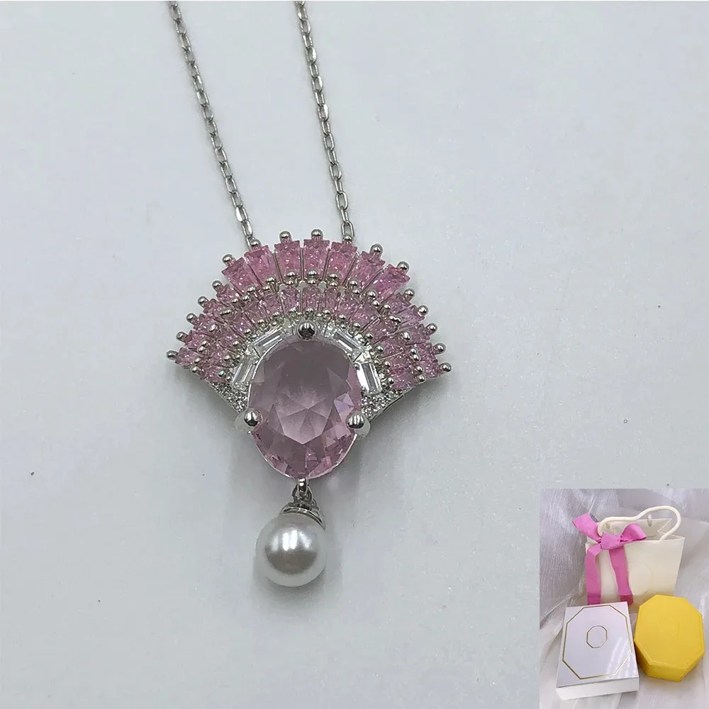 

2024 New Fashion SIdyllia Pendant Mixed Cutting Imitation Crystal Pearl Pink Shell Jewelry Accessory Gift