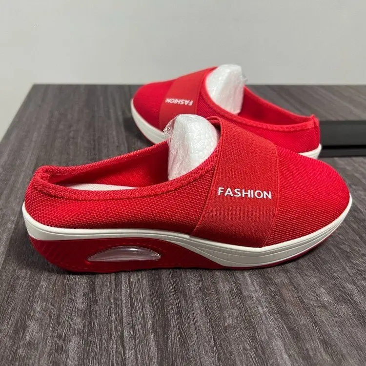 Damen-Schuhe: Bequeme Slip-On Orthopädische Diabetiker-Plateau-Pantoletten, Leichte Mesh-Slipper mit Keilabsatz, Damen-Sneaker – Detail 12