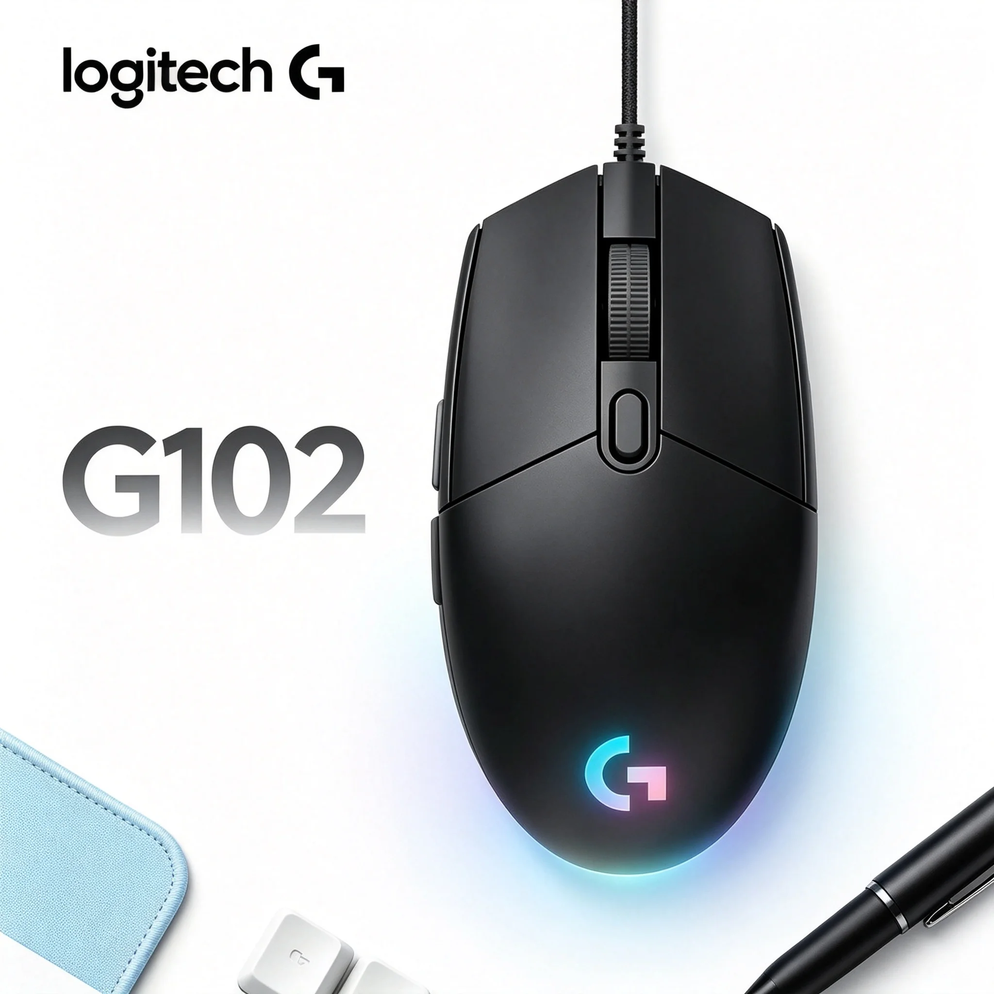 Logitech G102 Wired Gaming Mouse Ergonomic Contoured Shape RGB Backlight For CS2 PUBG LOL Valorant And Office Work