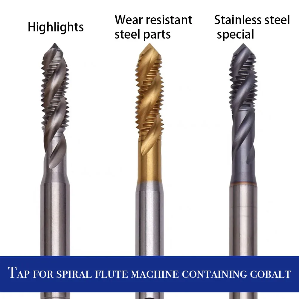 HSS Steel Screw Tap M3X0.5-M12X1.75 M5 M6 Titanium Coated Spiral Drill Metric Thread Tap Set HSS Screw Tap Drill Bits Hand Tools