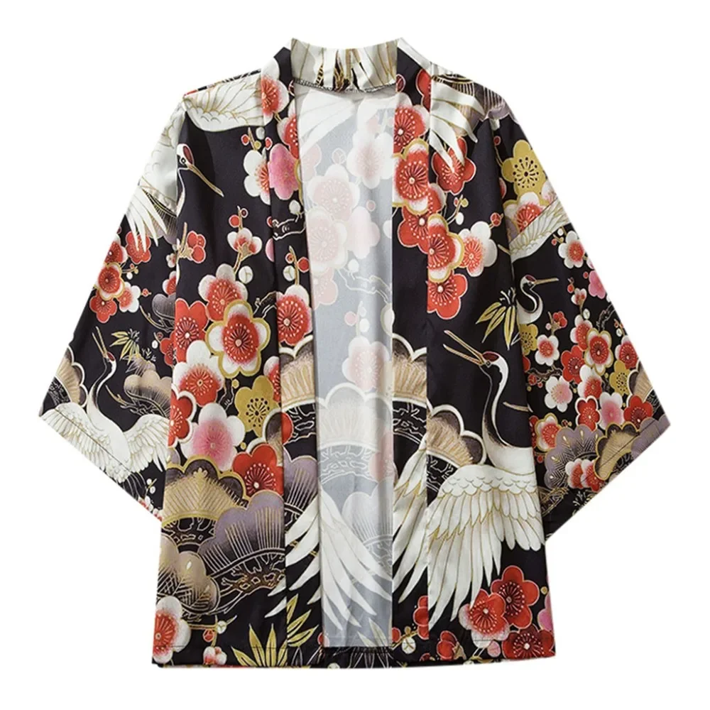 Five Point Sleeves Kimono Mens And Womens Cloak Jacke Top Blouse Streetwear Beach Art 3d Digital Print Ethnic