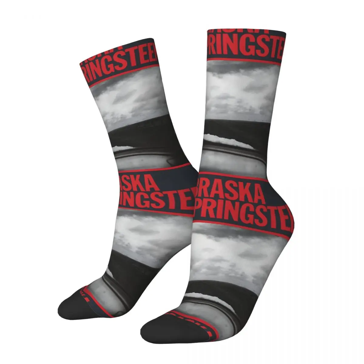 Funny Crazy compression Nebraska Sock for Men Hip Hop Harajuku Bruce Springsteen Happy Seamless Boys Crew Sock Novelty Gift