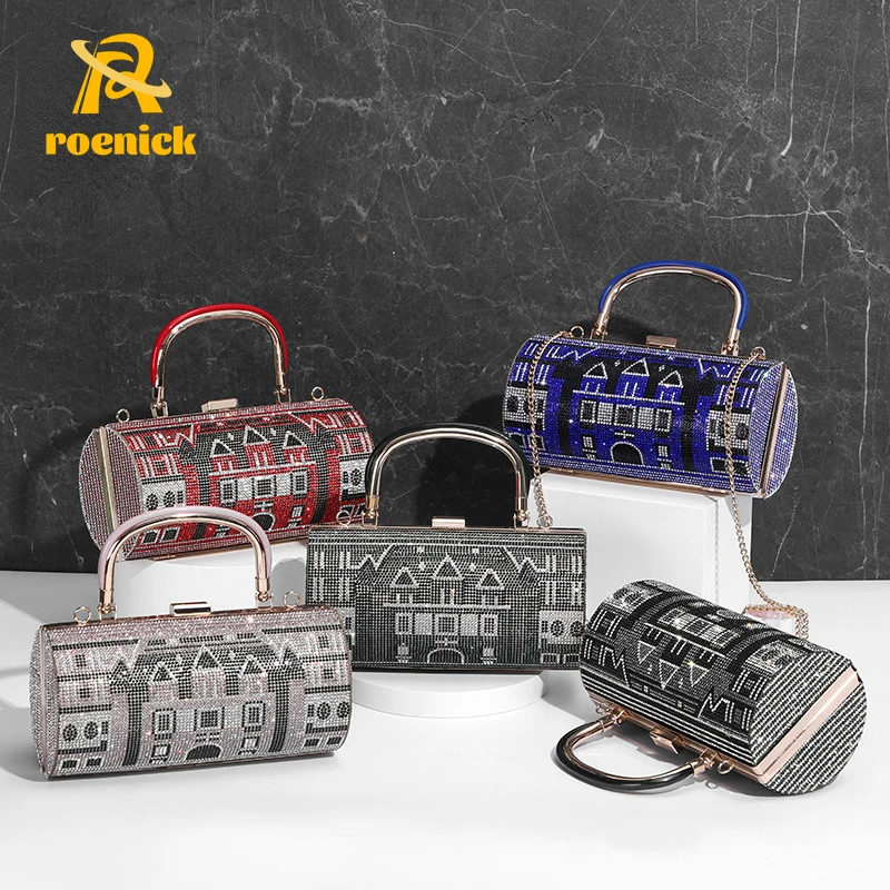 

ROENICK Women 2022 Rhinestone Evening Bags Female Dinner Party Totes with Handle Shoulder Crossbody Party Club Handbags Purses