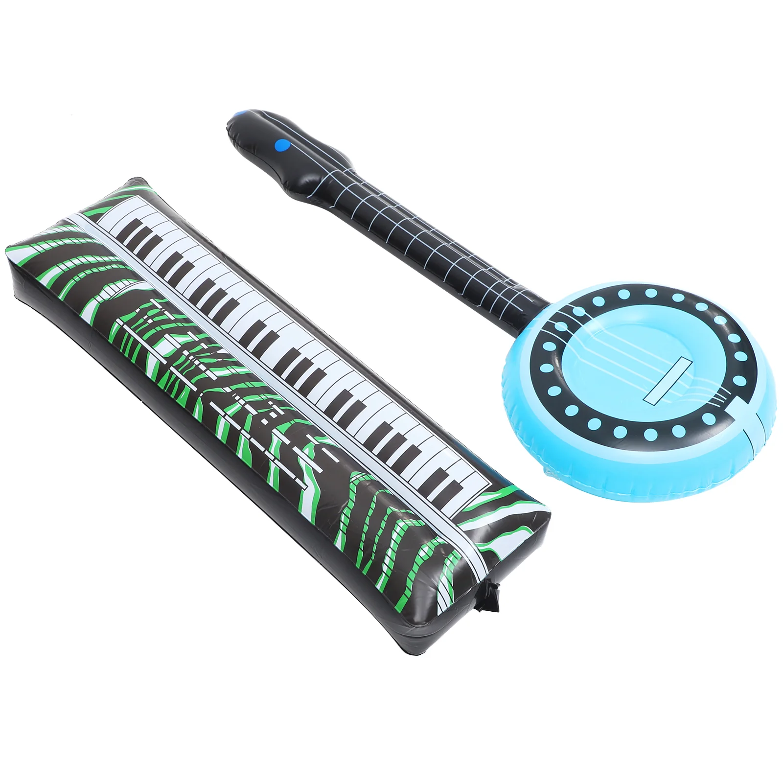 2 Pcs Inflatable Electronic Keyboard Banjo Musical Instrument Disco Hip Hop Party Photo Props Keyboards Supplies Pvc Toys Child