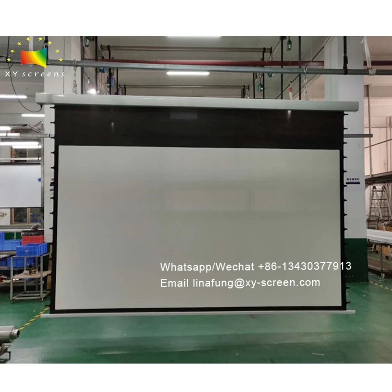 XY Screens 150-220inch pantalla proyector motorizado Tension Projector Screen 4K Sound White Woven Acoustic Transparency