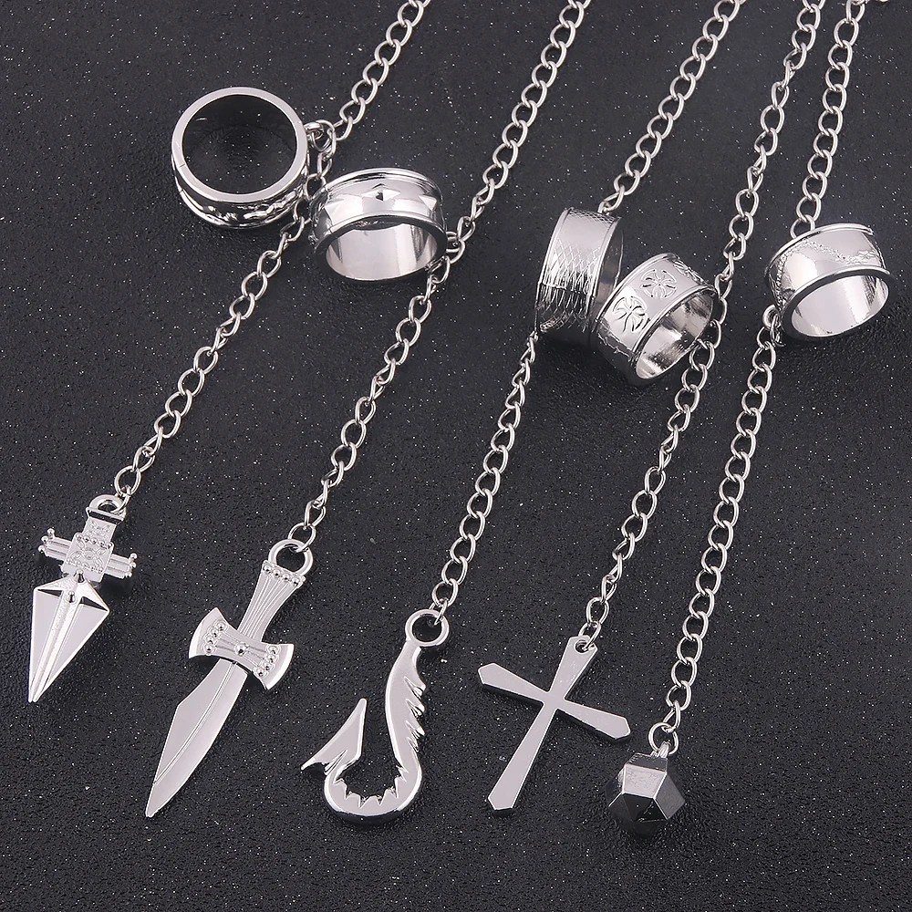 Anime Hunter x Hunter Kurapika Chain Rings Women Men Cosplay 1:1 Metal Pendant Clothing Accessories Jewelry Props