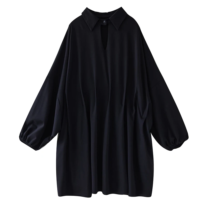 Primavera novo vintage Bla Dr plissado solto morcego longo Sve design exclusivo mistura de algodão feminino confortável respirável V-ne...