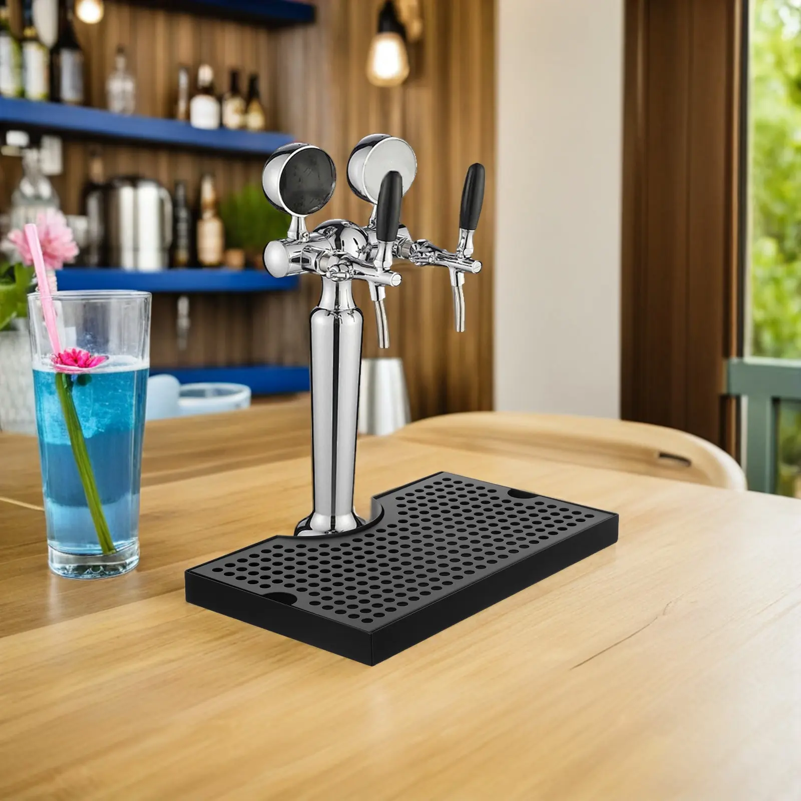 Detachable Kegerator Drip Tray for Kegerator Owners to keep bar area clean 30x18x2.5cm Stainless Steel Black