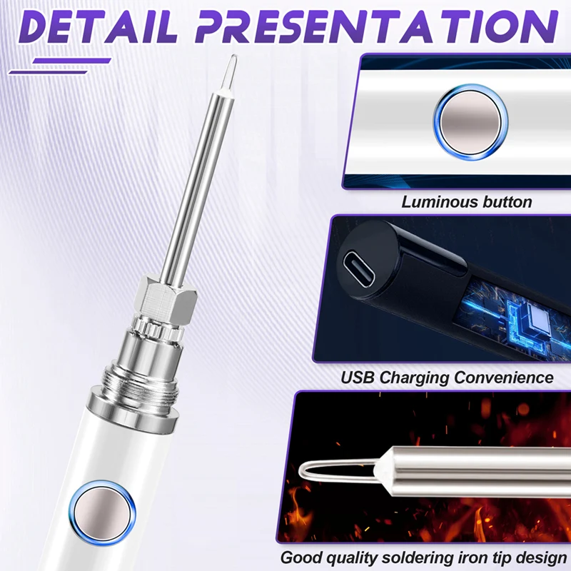 Adjustable 510 Thread Mini Soldering Iron Kit USB Soldering Iron With Cap 3 Gear Voltage Electronic Welding Repair Pen