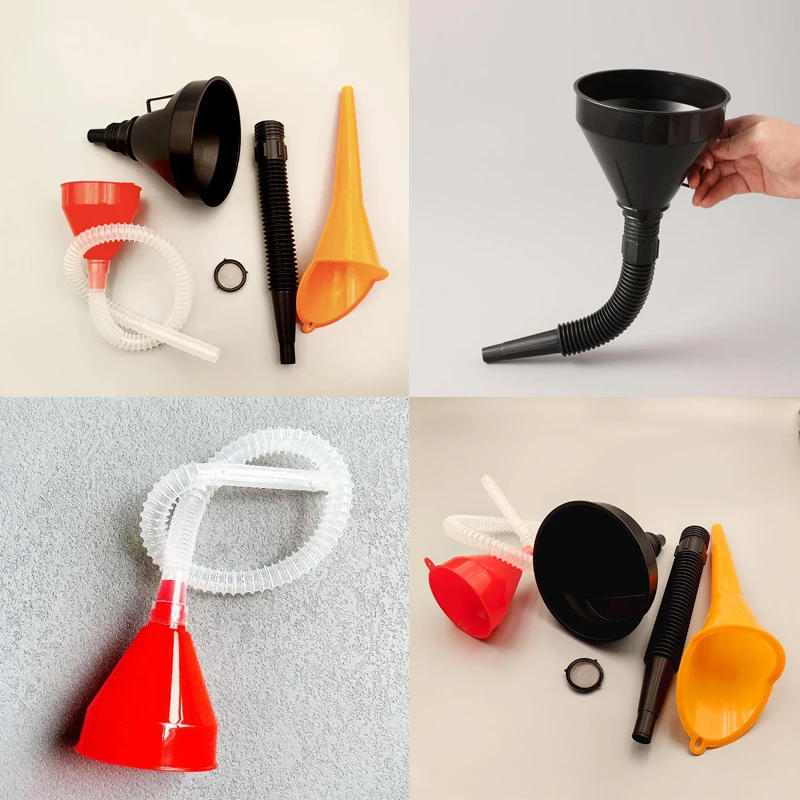 

{MX} 3Pcs/Set Multi Caliber Flexible Automotive Fuel Funnel Car Motorcycle Oil Filling Plastic Long Nozzle Funnel