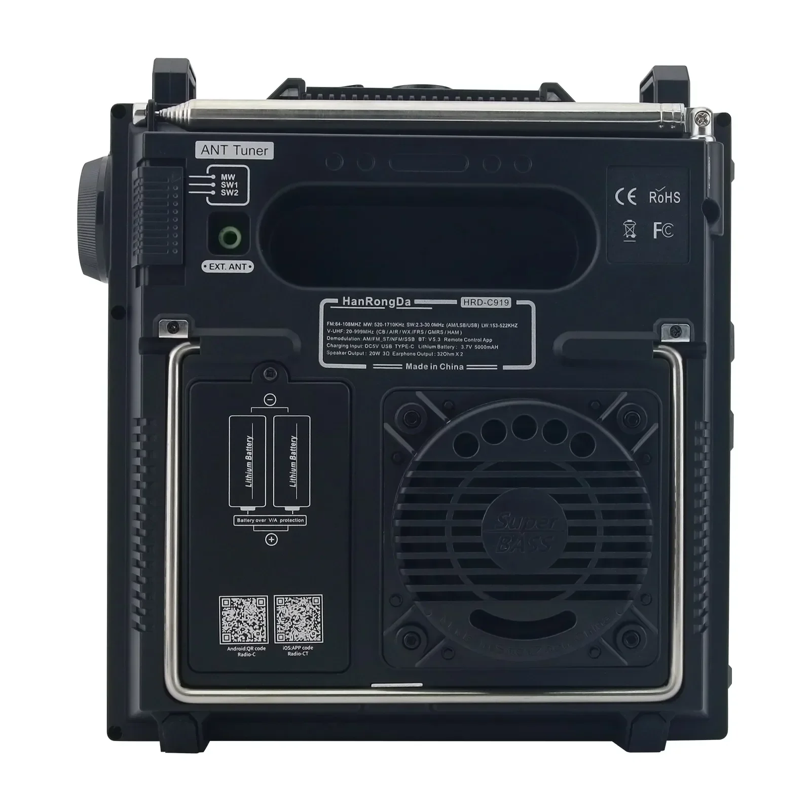 

New in stock HRD-C919 Iron Grey (Retro Style) All Band Radio MW SW Full Frequency Receiver Music Play