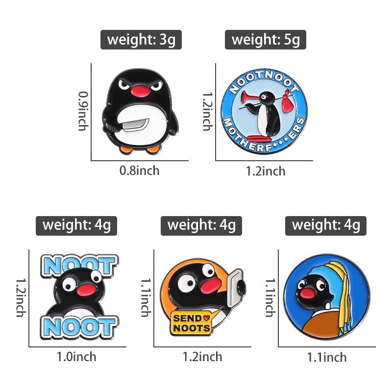 Desenhos animados preto Baby Penguin Esmalte Pin, Pintura a óleo personalizada Enviar Noots Broches, Mochila Lapel Badge, Presente de jóias para amigos