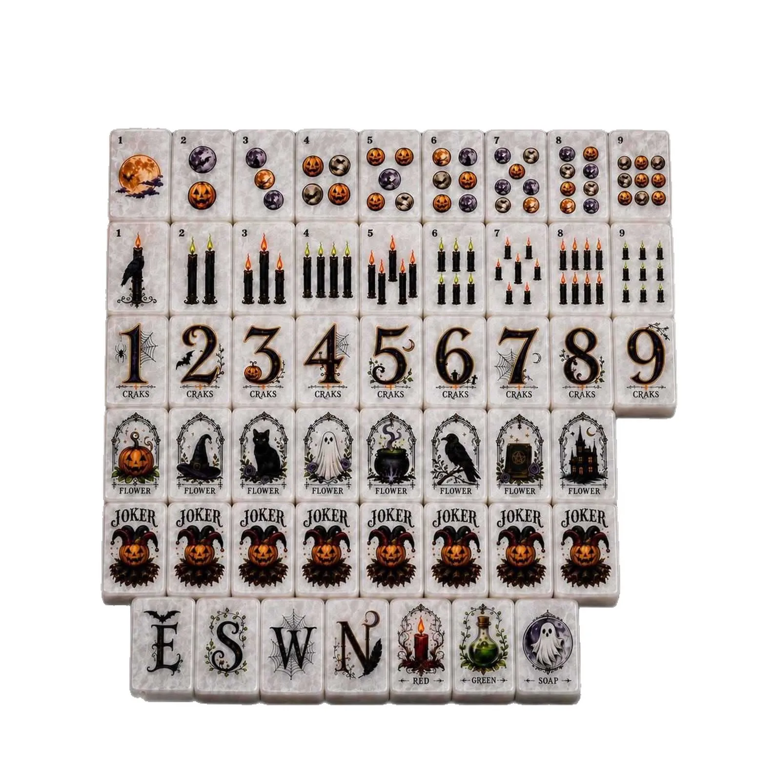 Halloween mahjong set Ghost pumpkin Mahjong witch themed table game American Mahjong Tiles For holiday party gifts