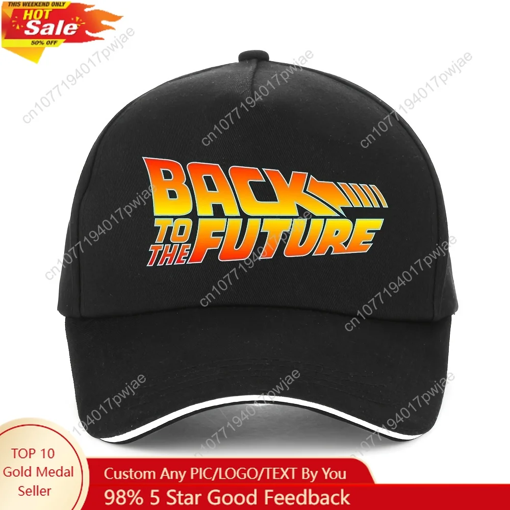 قبعة بيسبول للرجال من Back to the Future Marty McFly & Doc Brown Iconic Logo - نسخة طبق الأصل من الفيلم المستوحى رسميًا، قابلة للتعديل One Si