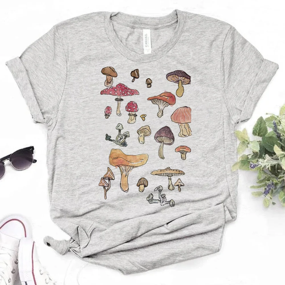 Mushrooms top women designer streetwear t shirt girl funny comic streetwear clothes