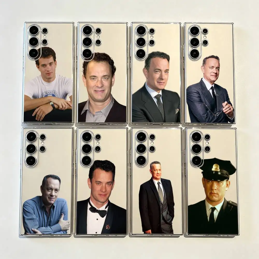 Tom Hanks Precise Hole Transparent Printed Phone Case For Samsung Galaxy S26/S25/24/23/22/30/21/10/9,Ultra,Plus
