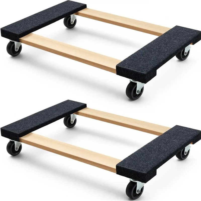 79545 30 in. x 18 in. Hardwood Furniture Moving Wooden Dolly Swivel Casters Mover Dollies 2,000 lbs. Capacity, Two