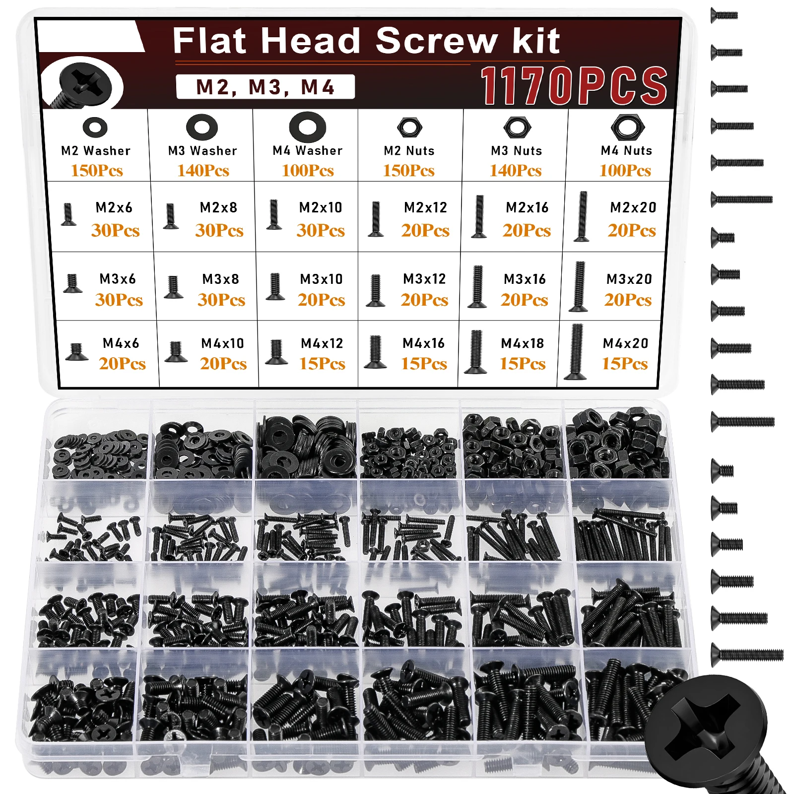

600/1170 шт. M2 M2.5 M3 M4 комплект винтов для ноутбука, мини-маленькие сменные винты для ноутбука для электроники