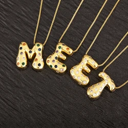 Nidin Hot Sale Irregular Geometric A-Z Letters Charm Pendant Necklace For Women Men Initials Alphabet Shine Zircon Jewelry Gifts