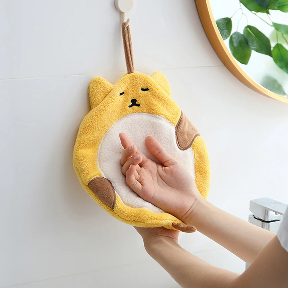 

Cartoon Hand Cute Quick Dry Coral Fleece Wipe Hanging Bathroom Towel Washable Soft Water Absorbent Household Towel
