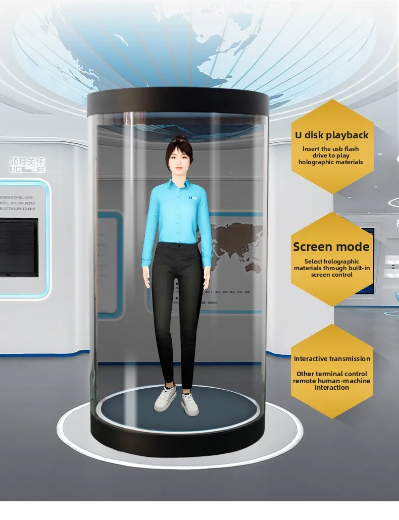 Interactive 3D AI Digital Human Holographic Display Cabinet Holobox for Museum Exhibitions Touch Screen Indoor Education Use OEM