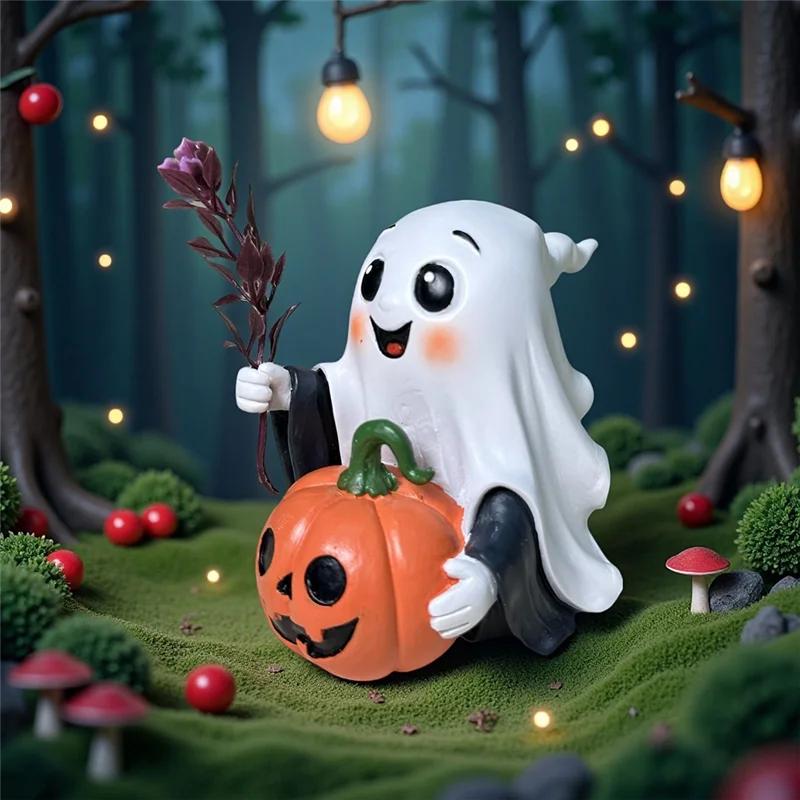 Ornamen Patung Resin Halloween CYGJ-Garden Home, Hantu Labu Lucu dan Terkejut, Dekorasi Pesta