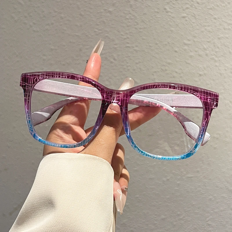 KAMMPT Übergroße Quadratische Brille für Damen, Modische Mehrfarbige Fassung, Blaulichtfilter-Brille, Trendiges Stilvolles Design, Optische Fassungen