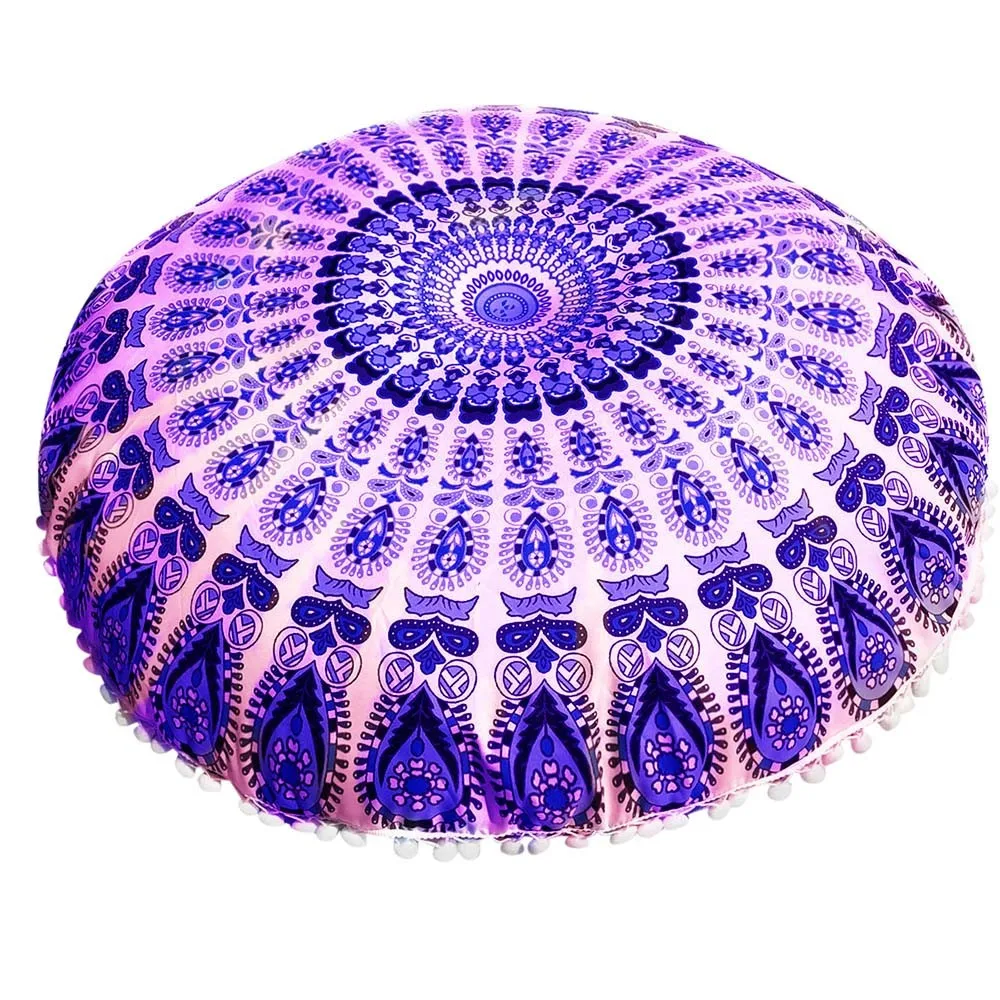 Mandala Floor Pillows Case Bohemian Meditation Cushion Cover Round Flower Print Pouf Retro Boho Tapestry Cover Cases 2pc/lot